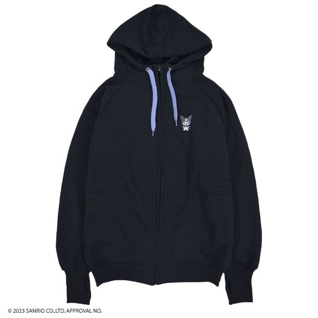 Jacket- Kuromi Embroidery Winter Hoodie Black