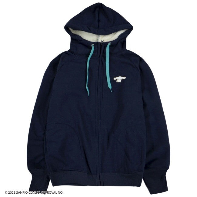 Jacket- Cinnamoroll Embroidery Winter Hoodie Navy