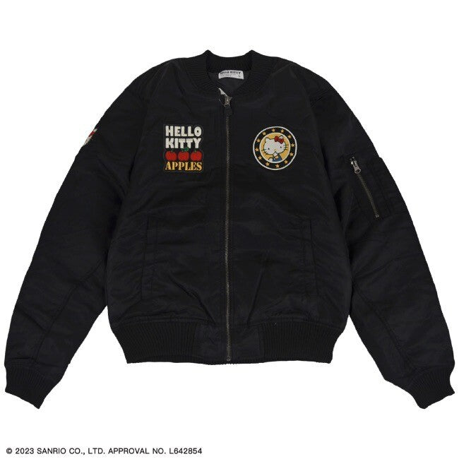 Jacket- Hello Kitty Embroidery Aviator Jacket Black