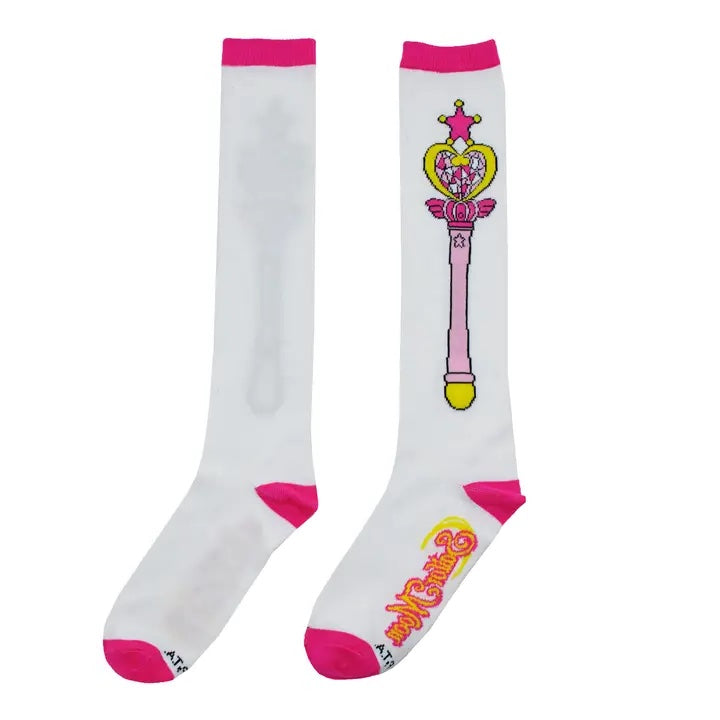 Sock- Sailor Moon Pink Moon Wand Knee High Socks