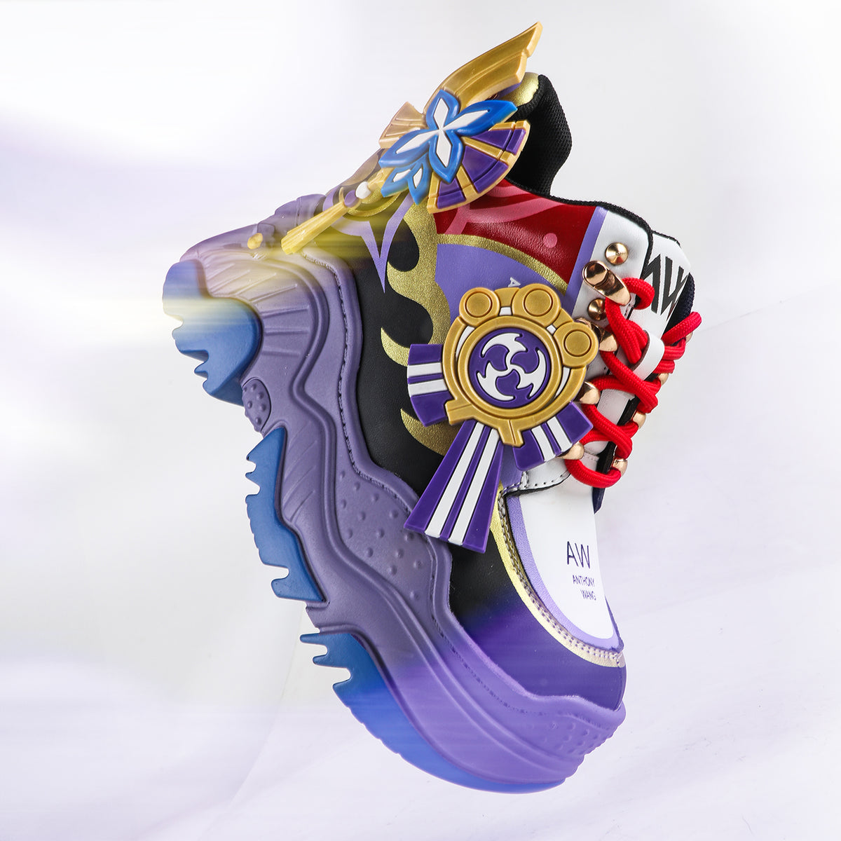 Anthony Wang ヒョウ柄 スニーカー チェーン付き Anthony Wang ヒョウ柄 スニーカー チェーン付き