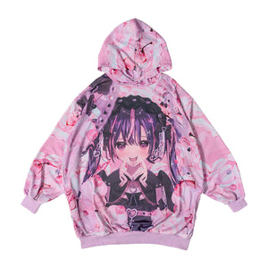 Hoodie- Oversized LovePunk Hoodie Pink