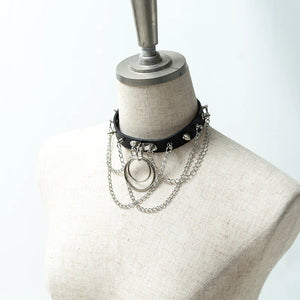 Choker- Unisex Ring Chain Studded Choker