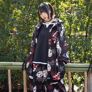 Hoodie- Oversized Higanbana with Fox Mask Jacket