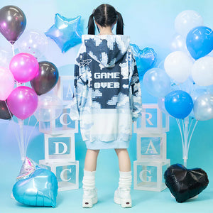 Hoodie- Oversized Gameover Hoodie Blue