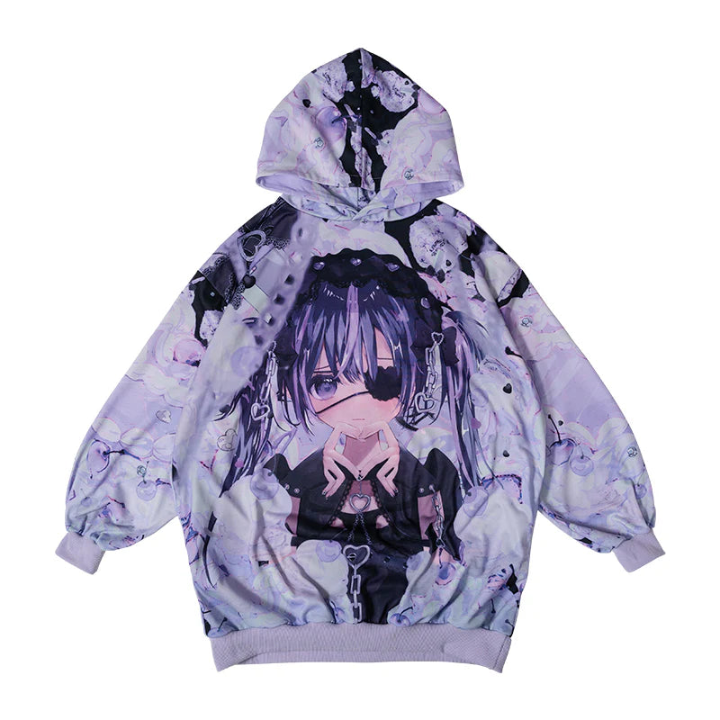 Hoodie- Oversized LovePunk Hoodie Purple