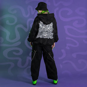 Hoodie- Oversized Psychedelic Jacket Black