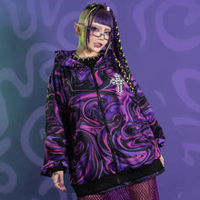 Load image into Gallery viewer, Hoodie- Oversized Psychedelic Jacket Purple
