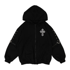 Hoodie- Oversized Psychedelic Jacket Black