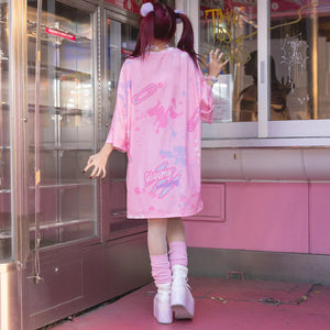 Tees- Oversized Gurokawa Bear Tees Pink