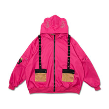 Cargar imagen en el visor de la galería, Hoodie- Oversized Gurokawa Bear Mesh Jacket in Pink
