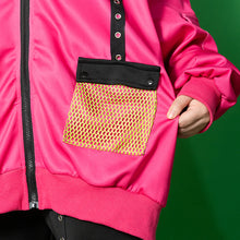 Cargar imagen en el visor de la galería, Hoodie- Oversized Gurokawa Bear Mesh Jacket in Pink
