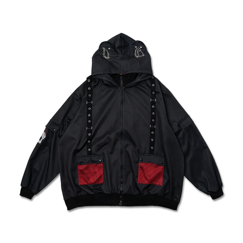 Hoodie- Oversized Gurokawa Bear Mesh Jacket