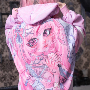 Hoodie- Oversized Hell Hoodie Pink