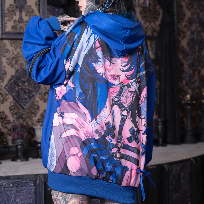 Hoodie- Oversized Hell Hoodie Blue